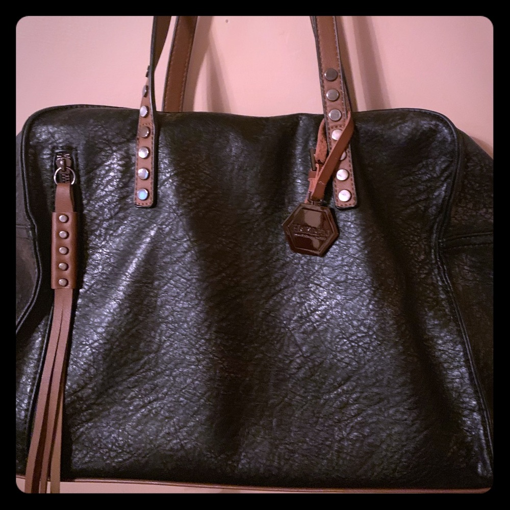 Black and Brown Soft Leather Purse with Studs